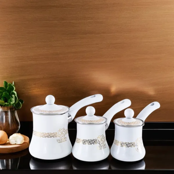 Momaz 3pcs Stainless Luxury White Coffee Pots Set1