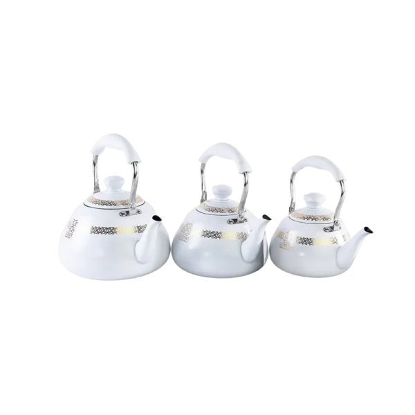 Momaz 3pcs Stainless Luxury White Tea Pots Set