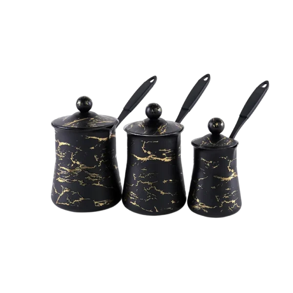 Momaz 3pcs Stainless Marbled Black Coffee Pots Set