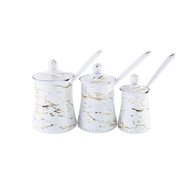 Momaz 3pcs Stainless Marbled White Coffee Pots Set