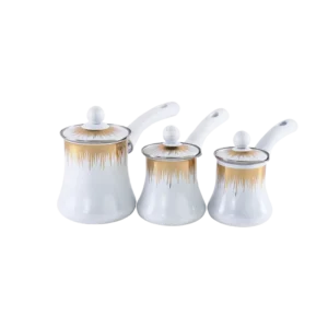 Momaz 3pcs Stainless White & Gold Coffee Pots Set