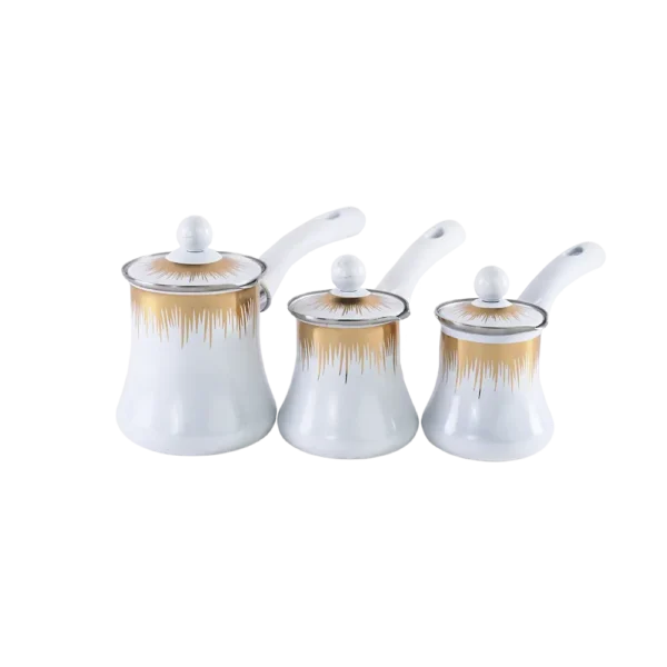 Momaz 3pcs Stainless White & Gold Coffee Pots Set