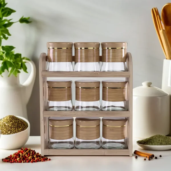 Momaz 9pcs Spice Jars Set With Stand1