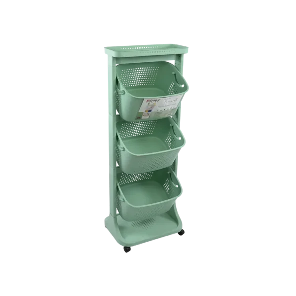 Panda Plast 3 Tier Rolling Turquoise Storage Basket Organizer