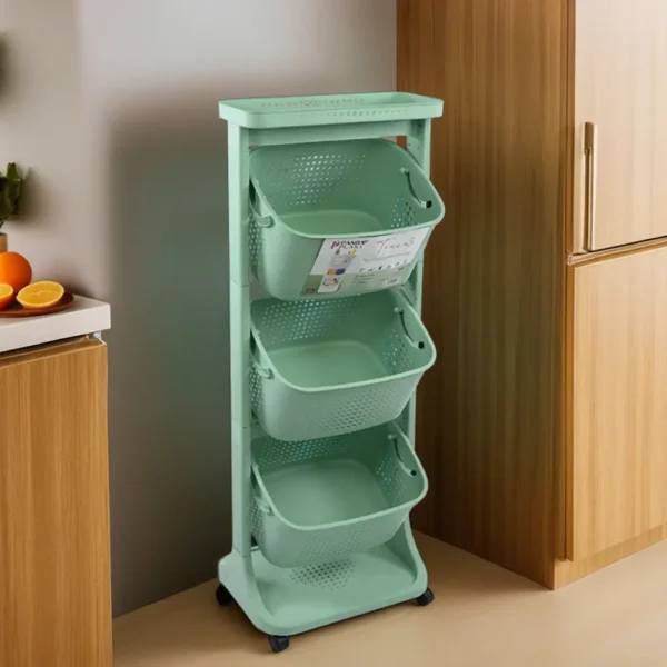 Panda Plast 3 Tier Rolling Turquoise Storage Basket Organizer1