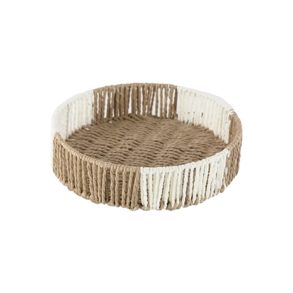 Straw 27cm Beige & White Basket