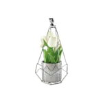 Tulip White Flowers With Silver Vase & Stand