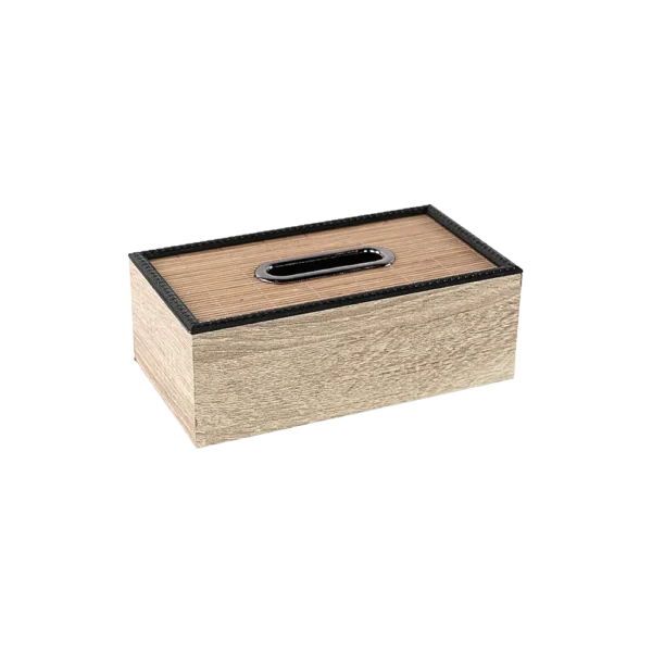 Wooden 22x12x7.5cm Beige Tissue Box With Black Frame