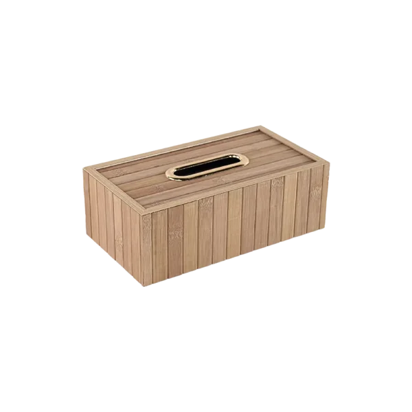 Wooden 22x12x7.5cm Ribbed Design Tissue Box