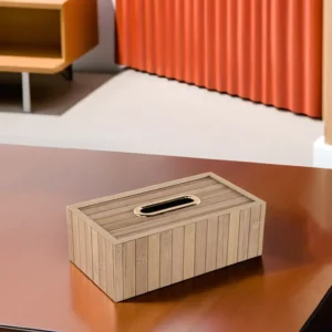 Wooden 22x12x7.5cm Ribbed Design Tissue Box1