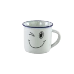 Ceramic happy face design blue small coffee cup