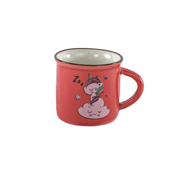 Ceramic unicorn design orange small coffee cup