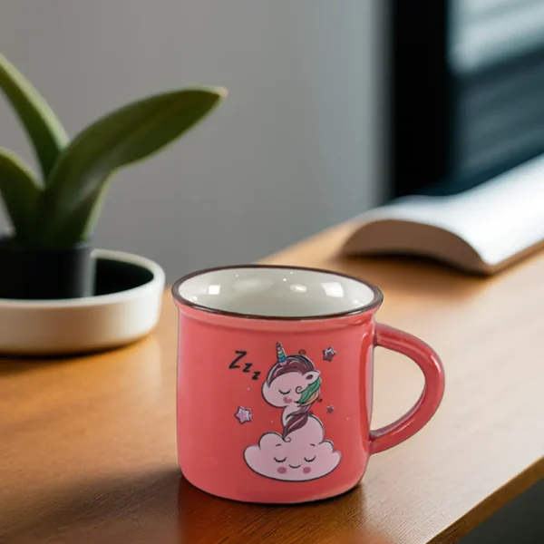 Ceramic unicorn design orange small coffee cup1