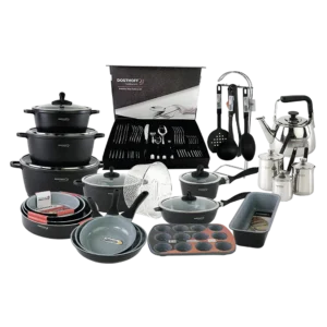 Dosthoff 60pcs marble ceramic black cookware set