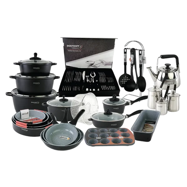 Dosthoff 60pcs marble ceramic black cookware set