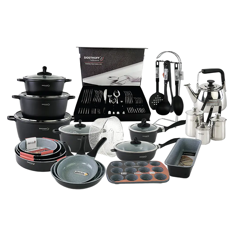 Dosthoff 60pcs marble ceramic black cookware set