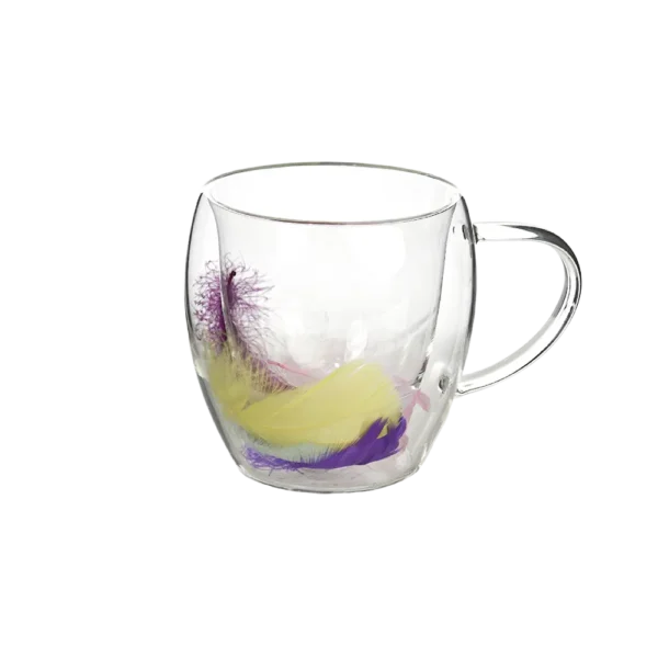 Double glass feathers design mug