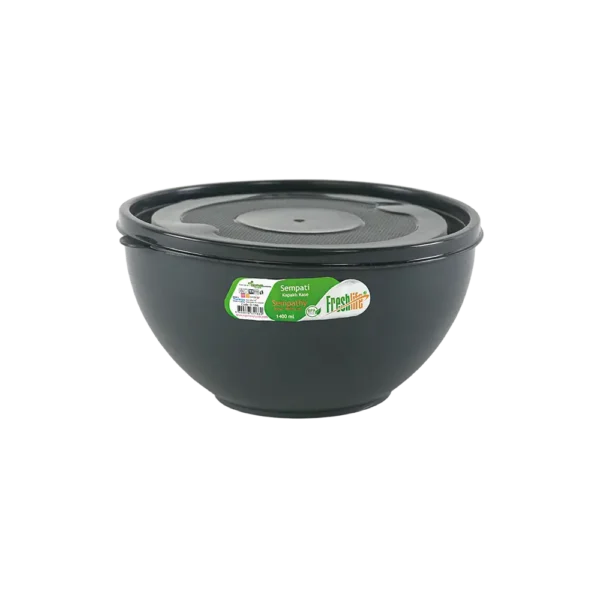 Freshlife 1400ml black sempathy bowl with lid