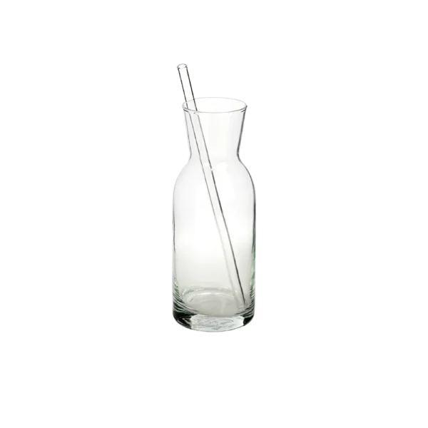 Glass 350ml transparent cup with straw