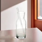 Glass 350ml transparent cup with straw1