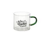 Glass best teachers design green small coffee cup