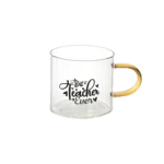 Glass best teachers design yellow small coffee cup