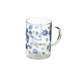 Glass blue flowers design mug