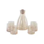 Glass gold bottle with 6pcs cups set