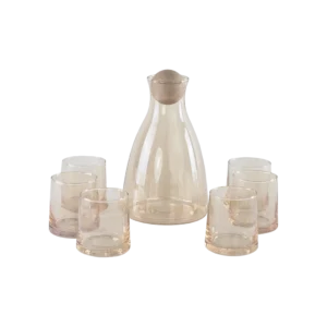 Glass gold bottle with 6pcs cups set