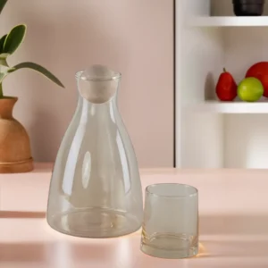 Glass gold bottle with 6pcs cups set1