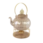 Glass gold tea pot with stand