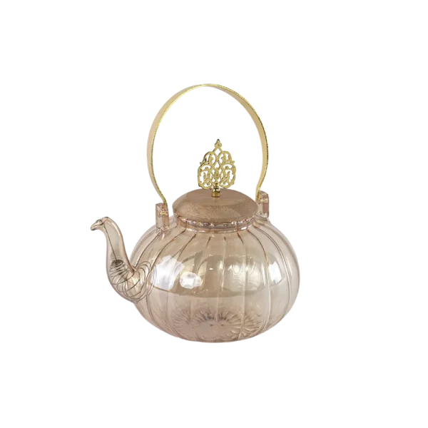 Glass gold tea pot with stand2