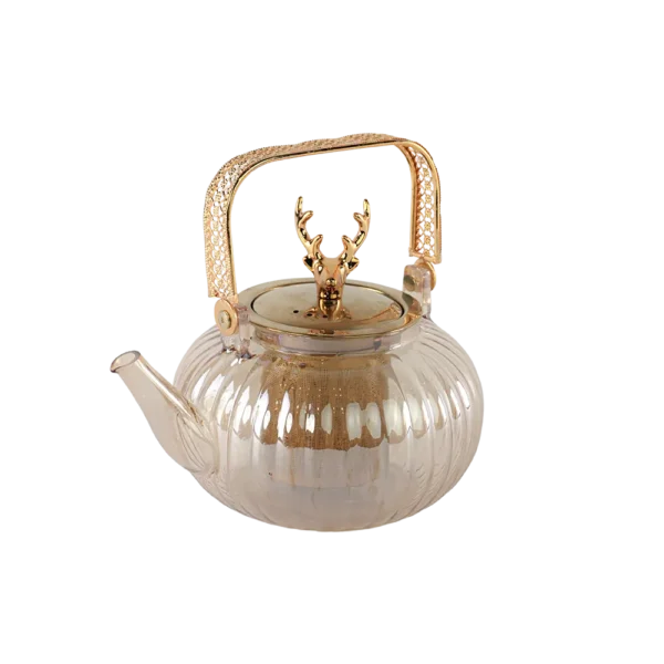 Glass gold tea pot with strainer