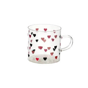 Glass hearts design small coffee cup