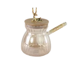 Glass medium coffee pot with gold accents