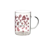 Glass red flowers design mug