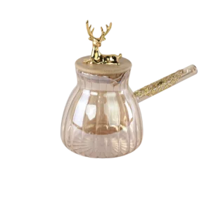 Glass small coffee pot with gold accents