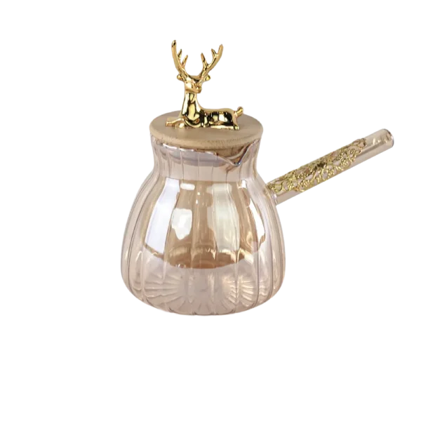 Glass small coffee pot with gold accents