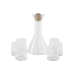 Glass transparent bottle with 6pcs cups set