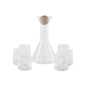 Glass transparent bottle with 6pcs cups set