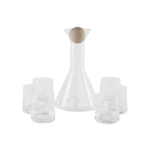 Glass transparent bottle with 6pcs cups set