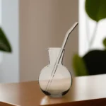 Glass transparent cup with straw1