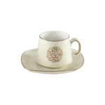 Momaz 12pcs beige arabic font design coffee cups with saucer set