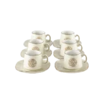 Momaz 12pcs beige arabic font design coffee cups with saucer set2