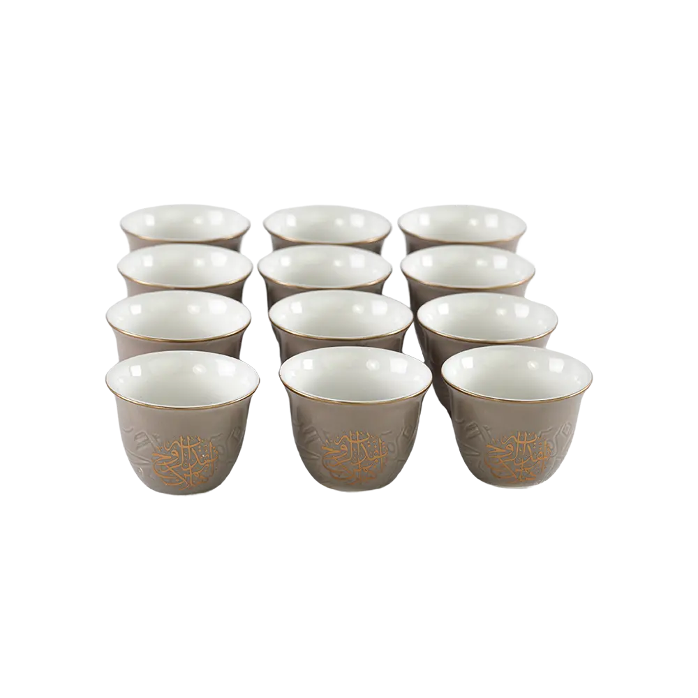 Momaz 12pcs brown arabic font design coffee cups set2