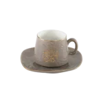 Momaz 12pcs brown arabic font design coffee cups with saucer set