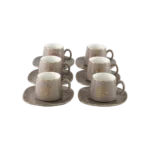 Momaz 12pcs brown arabic font design coffee cups with saucer set2