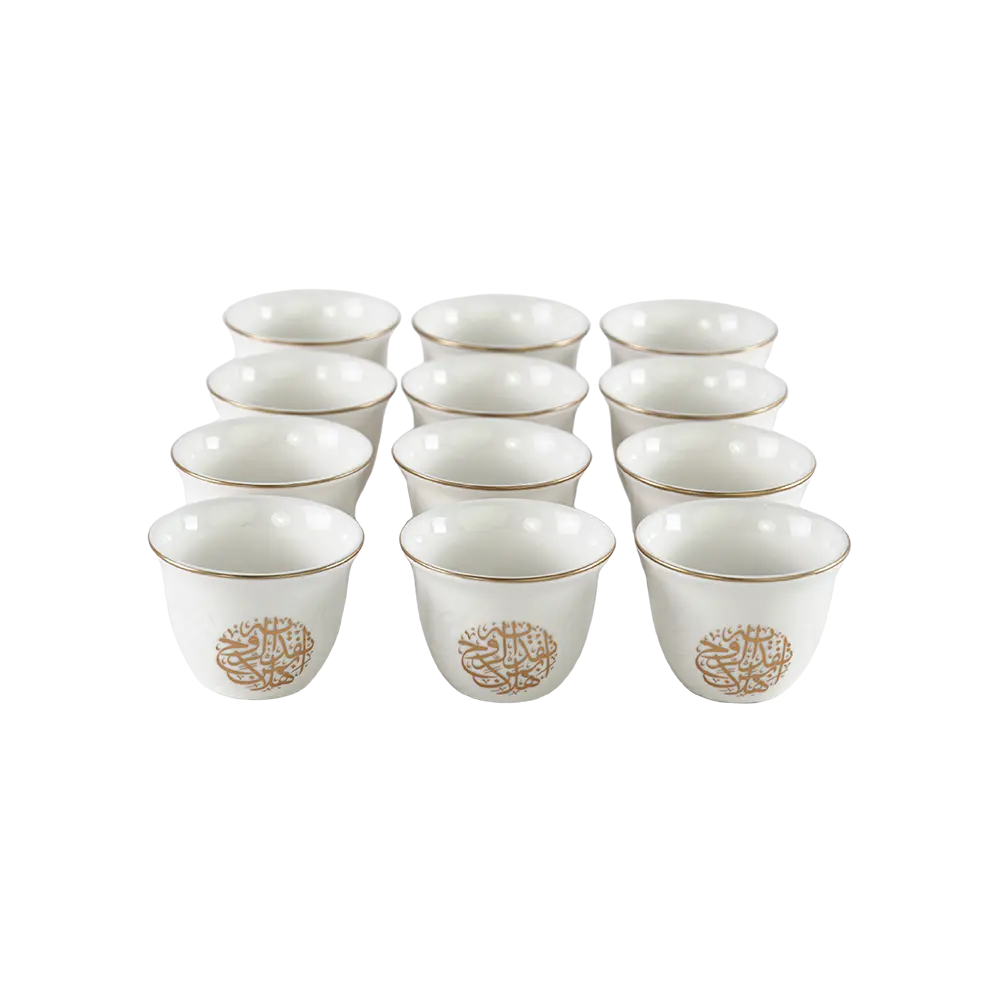 Momaz 12pcs white arabic font design coffee cups set2