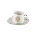 Momaz 12pcs white arabic font design coffee cups with saucer set