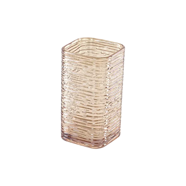 Momaz 6pcs squared ribbed golden beige juice cups set